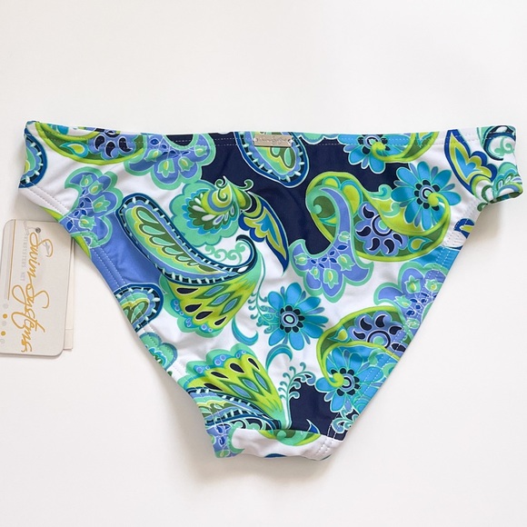 Swim Systems Belt Ring Low Rise Port Royal Paisley Polka Dot Bikini Bottom NWT - Picture 3 of 11